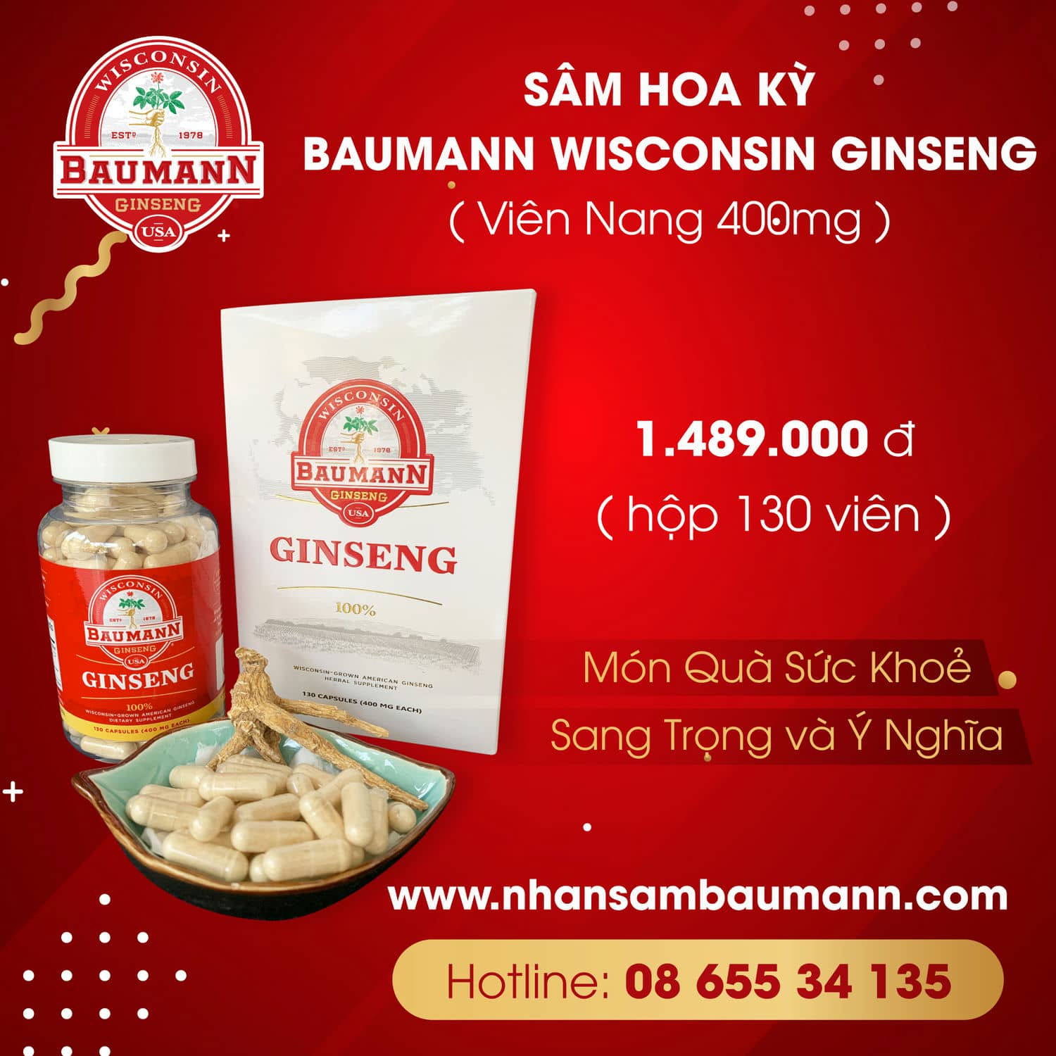 Banner ưu đãi khi mua nhân sâm Baumann dạng viên